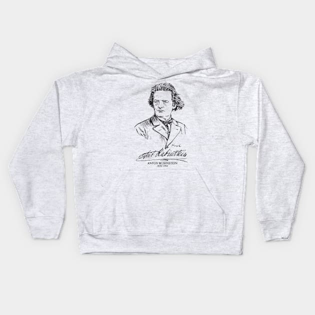 Anton Rubinstein,Russian pianist Kids Hoodie by StabbedHeart